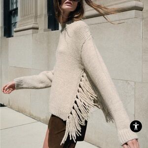 Zara Cream Fringe Sweater